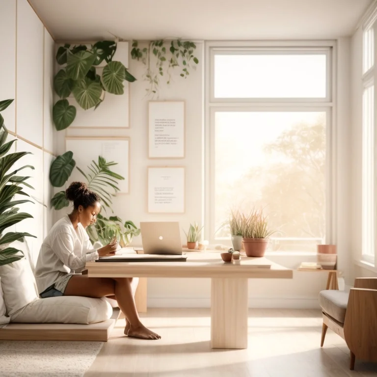 Persona reflexionando al atardecer en espacio tranquilo